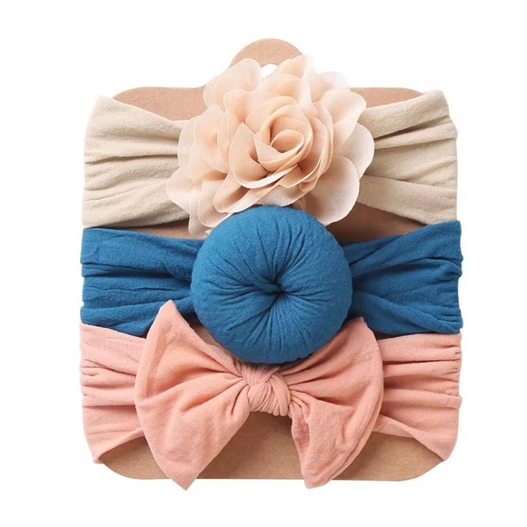 Chic Kids Headband Set - Cream, Blue, Pink - Picture 1 of 1